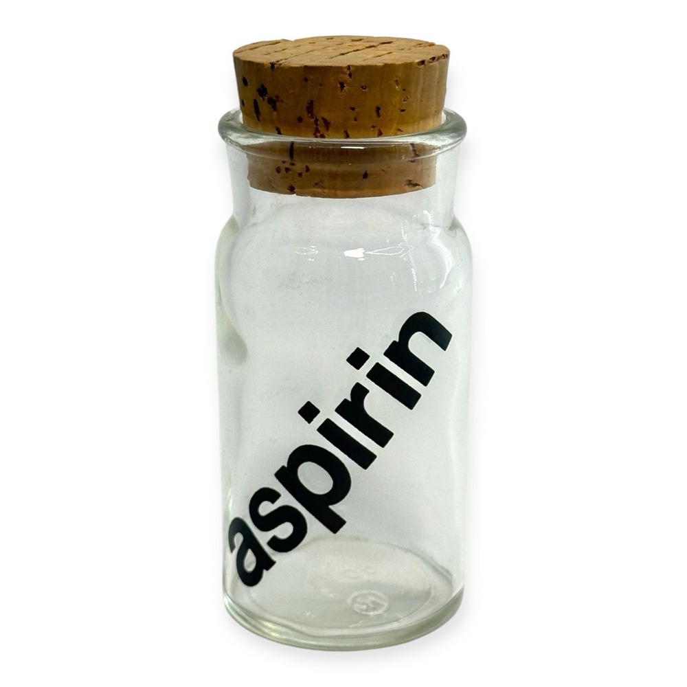 1970s Wheaton Glass‎ ASPRIN Apothecary Medicine Jar Cork Stopper Vintage